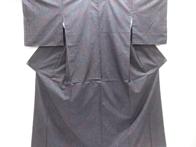 JAPANESE KIMONO / UNUSED DORO OSHIMA TSUMUGI (5 maruki) / WOVEN KUMIHIMO PATTERN 